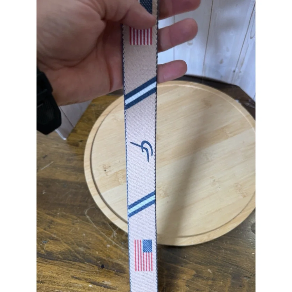 Doc Murphy 2 in 1 Belt Mens XL American Flag Light Blue Stripe Canvas Golf 39-46